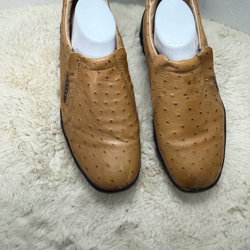 Roper Mens Tan Ostrich Print Leather‎ Slip On Loafers Casual Shoes Comfort